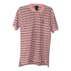 Ralph Lauren Pink & Blue Striped Boy’s Size Large Polo Shirt